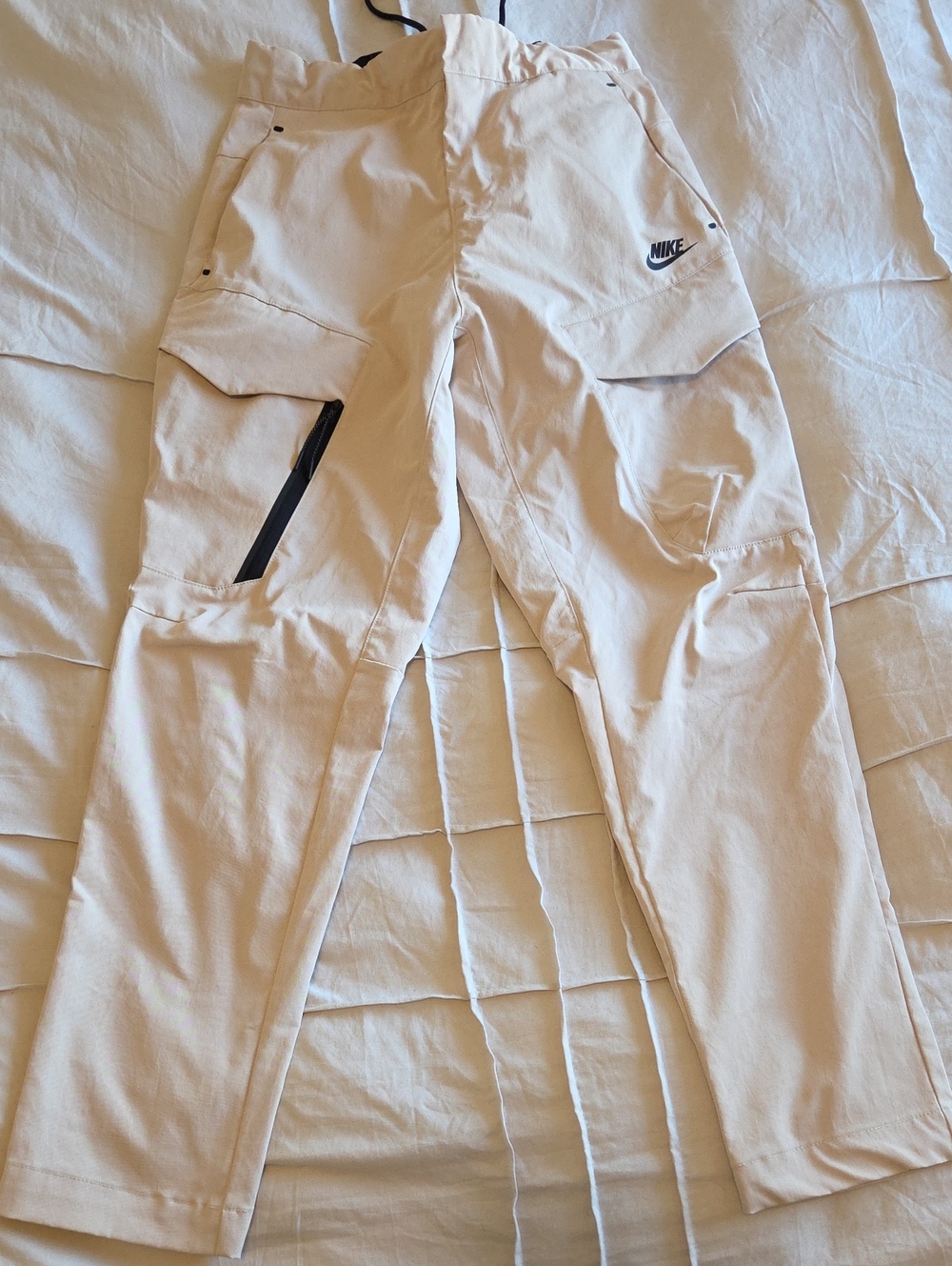 Nike Men's Cream Tactical Cargo Pants with Black Zip Accents